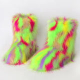 DERMEARNE Y2K Fluffy Mid-calf Boots Winter Women Fashion Snow Boots Warm Cotton Shoes