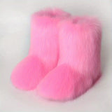 DERMEARNE Y2K Fluffy Mid-calf Boots Winter Women Fashion Snow Boots Warm Cotton Shoes