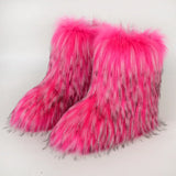 DERMEARNE Y2K Fluffy Mid-calf Boots Winter Women Fashion Snow Boots Warm Cotton Shoes