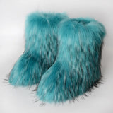 DERMEARNE Y2K Fluffy Mid-calf Boots Winter Women Fashion Snow Boots Warm Cotton Shoes