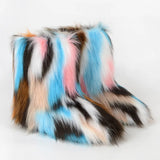 DERMEARNE Y2K Fluffy Mid-calf Boots Winter Women Fashion Snow Boots Warm Cotton Shoes