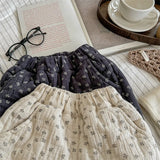 Dermearne deer jonmi 2024 New Winter Baby Girls Printed Pants Thicken Warm Cotton-padded Korean Style Children Casual Trousers