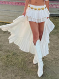 DERMEARNE wsevypo E-Girl 90s Aesthetic White Asymmetrical Skirts Women Low Waist Layere Ruffle Hem Mini Skirts Grunge Streetwear Bottoms