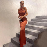 DERMEARNE wsevypo Elegant Formal Vestidos Women Cross Halter Long Fishtail Dress Ladies Backless Ball Gown Cocktail Party Evening Dresses