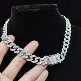 Dermearne Men Women Hip hop Iced Out Bling Chain Necklace High quality 13mm width Miami Cuban Chain HipHop Necklaces Fashion Jewelry